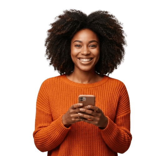 Professional woman using job search app